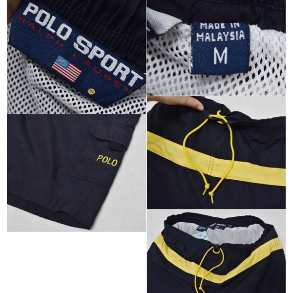 画像2: 【POLO SPORT】ポロスポーツ【ラルフローレン】【紺ｘ黄色ライン】【ショートパンツ】【バギーズショーツ】 【サイズＭ】 