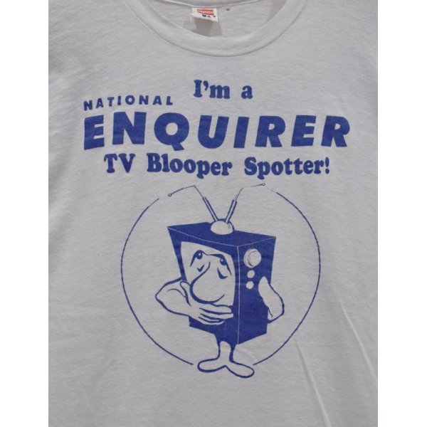 画像3: 【70's〜】【USA製】【ビンテージ】【Hanes】ヘインズ【I’m a National Enquirer TV Blooper Spotter!】【白】【Tシャツ】【サイズＭ】 