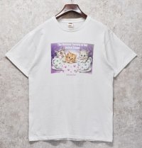 ビンテージ【FRUIT OF THE LOOM】【フルーツオブザルーム】【THE HUMANE SOCIETY】【猫】白【 Tシャツ】 サイズL 