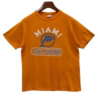 【80's】【USA製】【ビンテージ】【チャンピオン】【Champion】【オレンジ】【MIAMI DOLPHINS】【Tシャツ】【サイズL】 