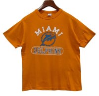 【80's】【USA製】【ビンテージ】【チャンピオン】【Champion】【オレンジ】【MIAMI DOLPHINS】【Tシャツ】【サイズL】 