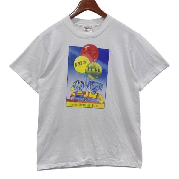 画像1: 90's USA製 ビンテージ【ONEITA】オニータ【KID’S FEST】風船と子供【白】 Tシャツ 【サイズL】 