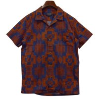 【ビンテージ】【Pendleton】ペンドルトン【青ｘオレンジ】ネイティブ柄【ハワイアンシャツ】【サイズＭ】 