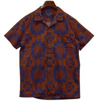 【ビンテージ】【Pendleton】ペンドルトン【青ｘオレンジ】ネイティブ柄【ハワイアンシャツ】【サイズＭ】 