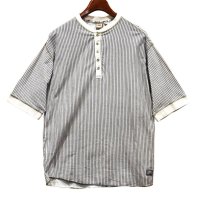 【ビンテージ】【Levi's】【リーバイス】【ストライプ柄】【ヘンリーネックTシャツ】【サイズM】 