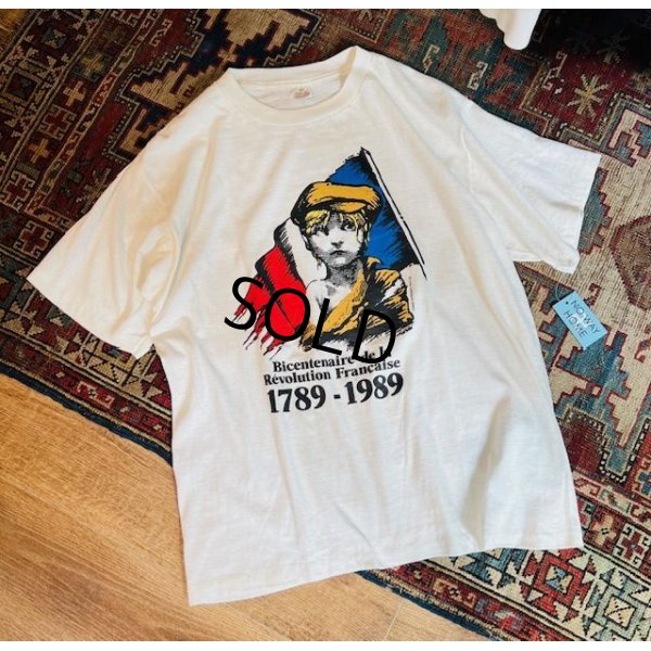 画像1: 80's【USA製】【ビンテージ】シングルステッチ【レ・ミゼラブル】フランス革命【白】Ｔシャツ XL程度 