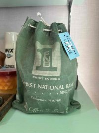 50's~【ビンテージ】【THE FIRST NATIONAL BANK】緑【巾着】【ポーチ】 