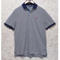 【ラルフローレン】 【POLO ralph lauren】【クラシックフィット】白ｘ紺ボーダー【ポロシャツ】 【サイズＭ】  