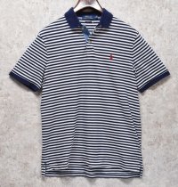 【ラルフローレン】 【POLO ralph lauren】【クラシックフィット】白ｘ紺ボーダー【ポロシャツ】 【サイズＭ】  