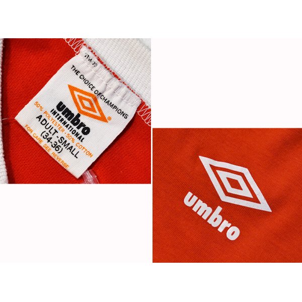 画像2: ビンテージ【UMBRO】【アンブロ】【赤×白】ロゴライン【ロンT】【サイズS】 