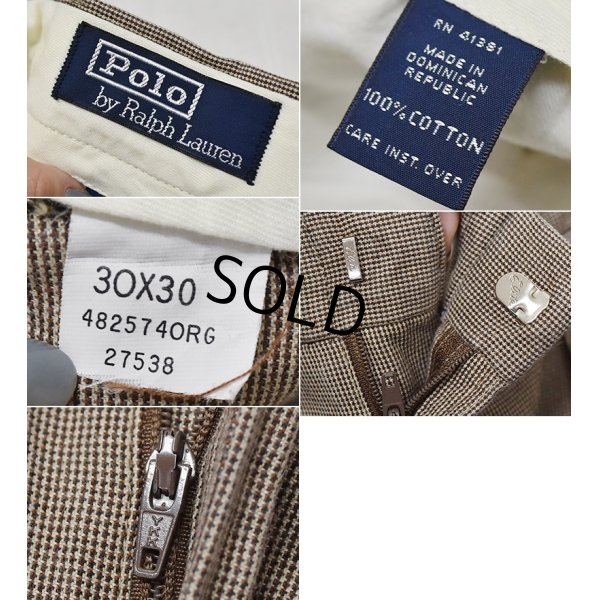 画像2: 【ラルフローレン】POLO RALPH LAUREN【茶ｘ白】ハウンドトゥース【チェック柄】【２タック】コットンスラックス【コットンパンツ】【30ｘ30】 