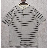 ほぼ未使用!!【ビンテージ】【BASIC EDITIONS】 ベーシックエディションズ【白ｘ黒】【ボーダー】【ヘンリーネックTシャツ】【サイズM】 