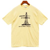 80's~【USA製】【ビンテージ】ヘインズ【hanes】【クリーム色】グレイロック山【退役軍人記念塔】【ADAMS home of Mount Greylock】記念塔【Ｔシャツ】【サイズＬ】 