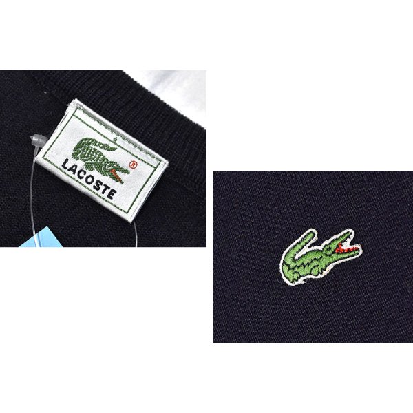 画像2: 【Lacoste】ラコステ【黒】【Vネック】アクリルセーター【サイズＬ程度】 