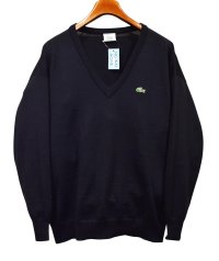 【Lacoste】ラコステ【黒】【Vネック】アクリルセーター【サイズＬ程度】 