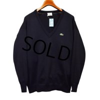 【Lacoste】ラコステ【黒】【Vネック】アクリルセーター【サイズＬ程度】 