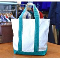 80's【ビンテージ】【L.L.bean】オールド【エルエルビーン】白ｘ緑【キャンバス】【トートバッグ】【ビーントート】小さいサイズ 