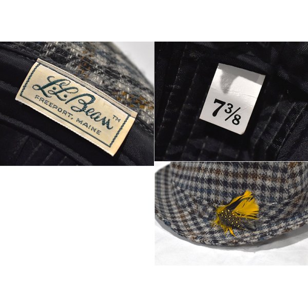 画像2: 〜70's【L.L.bean】エルエルビーン【ビンテージ】グレーｘ緑ｘ紺ｘブラウン【チェック】ウール【中折れハット】【サイズ 7 3/8】【５８cm程度】 