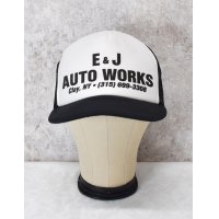 【E＆J AUTO WORKS】E＆Jオートワークス【白×黒】【トラッカーキャップ】  