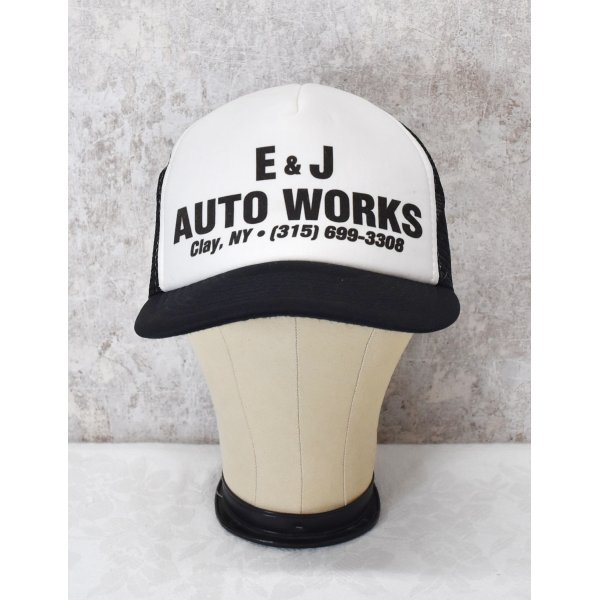 画像1: 【E＆J AUTO WORKS】E＆Jオートワークス【白×黒】【トラッカーキャップ】  