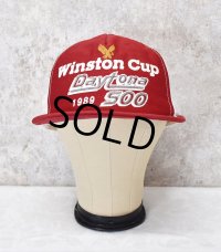 【80年代】【デッドストック】【USA製】【ビンテージ】【winstoncup DAYTONA500】【白×赤】【キャップ】 