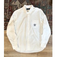 【Ralph Lauren】【ラルフローレン】【胸フラップポケット付き】【白】 【ボタンダウンシャツ】【サイズM】  