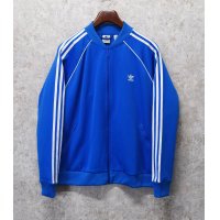 【ビンテージ】【アディダス】adidas　ほぼ未使用【青×白ライン】ジャージ【トラックジャケット】【トラックジャージ】【サイズXL】 