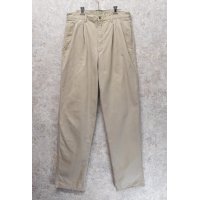 90's【ビンテージ】【L.L.Bean】【エルエルビーン】【裏地赤チェック】【コットンパンツ】１タック【ベージュ】【31×34】 