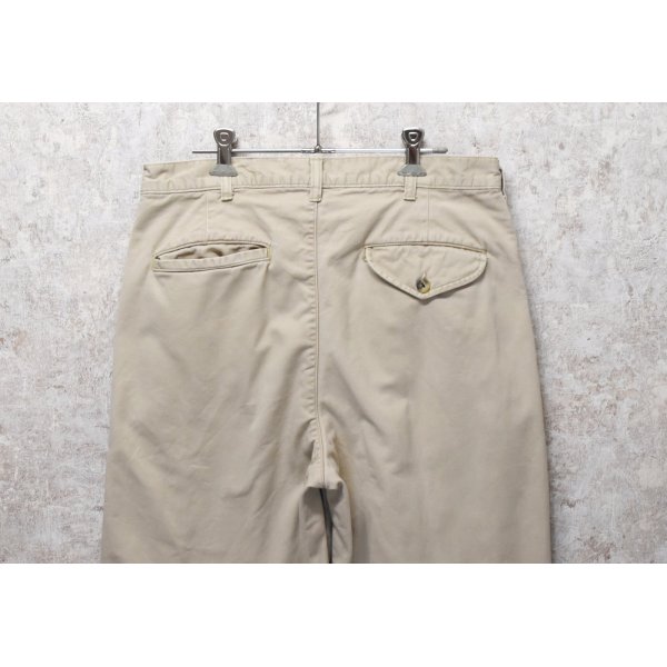 画像4: 90's【ビンテージ】【L.L.Bean】【エルエルビーン】【裏地赤チェック】【コットンパンツ】１タック【ベージュ】【31×34】 