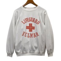 ∼90's【USA製】【ビンテージ】【Hanes】ヘインズ【白】LIFEGUARD【ライフガード】【染み込みスウェット】【サイズL】 