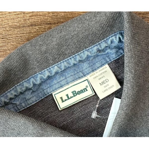 画像2: ~90's【ビンテージ】【L.L.Bean】【L.L.ビーン】【グレーｘ紺】【ノルディック柄】【長袖ポロシャツ】【サイズM】 