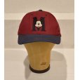 画像1: USA製【GOOFY'S HAT CO Disney】ディズニー【エンジ×紺×つば裏緑】ミッキー刺繍【コットンBBキャップ】 <br> (1)