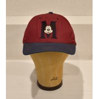 USA製【GOOFY'S HAT CO Disney】ディズニー【エンジ×紺×つば裏緑】ミッキー刺繍【コットンBBキャップ】  