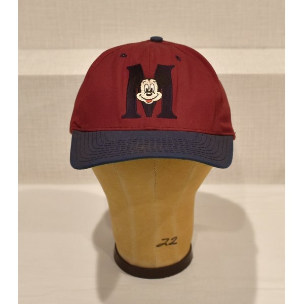 画像1: USA製【GOOFY'S HAT CO Disney】ディズニー【エンジ×紺×つば裏緑】ミッキー刺繍【コットンBBキャップ】  