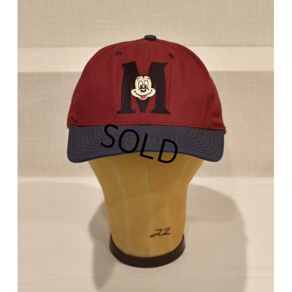 画像1: USA製【GOOFY'S HAT CO Disney】ディズニー【エンジ×紺×つば裏緑】ミッキー刺繍【コットンBBキャップ】  