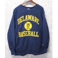 画像1: 80's【USA製】ビンテージ【チャンピオン】プリント　トリコタグ【リバースウィーブ】【DELAWARE BASEBALL】【紺】【スウェット】【サイズXL】<br> (1)