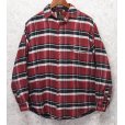 画像1: ~90's【ビンテージ】【エディーバウアー】Eddie Bauer 黒タグ【エンジｘ黒ｘグレー】チェック【ネルシャツ】フランネルシャツ【サイズM】<br> (1)