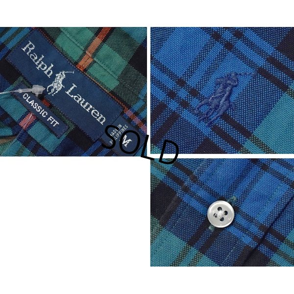 画像2: 【Ralph Lauren】【ラルフローレン】【クラシックフィット】【緑ｘ赤ｘ紺】【チェック柄】 【ボタンダウンシャツ】【サイズＭ】  