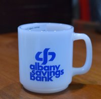 ビンテージ 【グラスベイク】マグカップ【albany savings bank】アドバタイジング【ミルクマグ】 