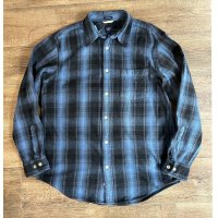 【ギャップ】GAP【RELAXED】【青×黒】【シャドーチェック】【ヘビーネルシャツ】【サイズL】 