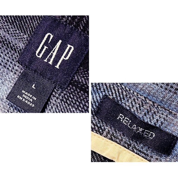 画像2: 【ギャップ】GAP【RELAXED】【青×黒】【シャドーチェック】【ヘビーネルシャツ】【サイズL】 