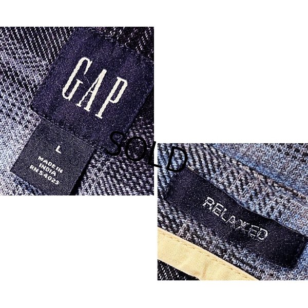 画像2: 【ギャップ】GAP【RELAXED】【青×黒】【シャドーチェック】【ヘビーネルシャツ】【サイズL】 