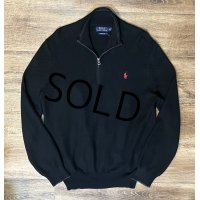 【ラルフローレン】POLO RALPH LAUREN【黒】【無地】【ハーフジップ】【コットンセーター】【サイズＬ】  