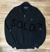 【ラルフローレン】POLO RALPH LAUREN【黒】【無地】【ハーフジップ】【コットンセーター】【サイズＬ】  