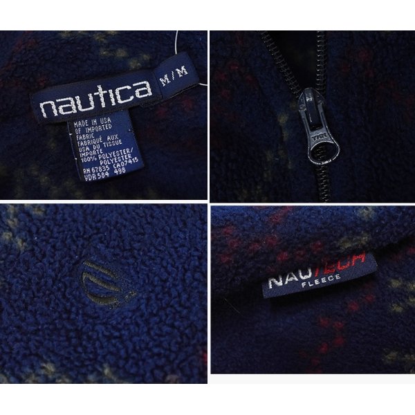 画像2: 90's USA製【nautica】ノーティカ【紺×チェック】【ハーフジップ】【フリースジャケット】【サイズM】 