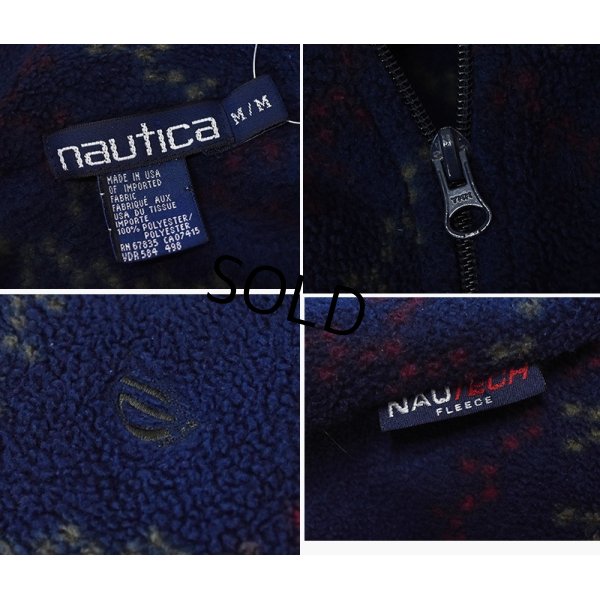 画像2: 90's USA製【nautica】ノーティカ【紺×チェック】【ハーフジップ】【フリースジャケット】【サイズM】 