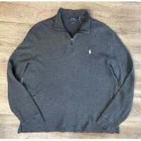 【ラルフローレン】POLO RALPH LAUREN【ESTATE RIB】【チャコール】【無地】【ハーフジップ】【コットンセーター】【サイズM】  