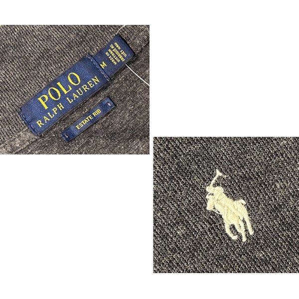 画像2: 【ラルフローレン】POLO RALPH LAUREN【ESTATE RIB】【チャコール】【無地】【ハーフジップ】【コットンセーター】【サイズM】  