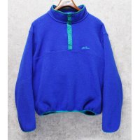  90's~ 【ビンテージ】【ＬＬビーン】【L.L.bean】【青ｘエメラルド】【プルオーバーフリース】【スナップＴ】サイズＬ程度 