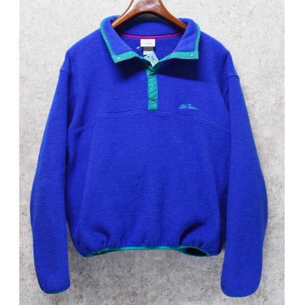 画像4:  90's~ 【ビンテージ】【ＬＬビーン】【L.L.bean】【青ｘエメラルド】【プルオーバーフリース】【スナップＴ】サイズＬ程度 